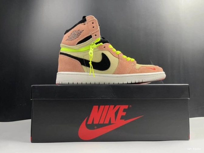 1st Kicks Shoes Jordan 1 Switch Air High CW6576-800 Peach 0814